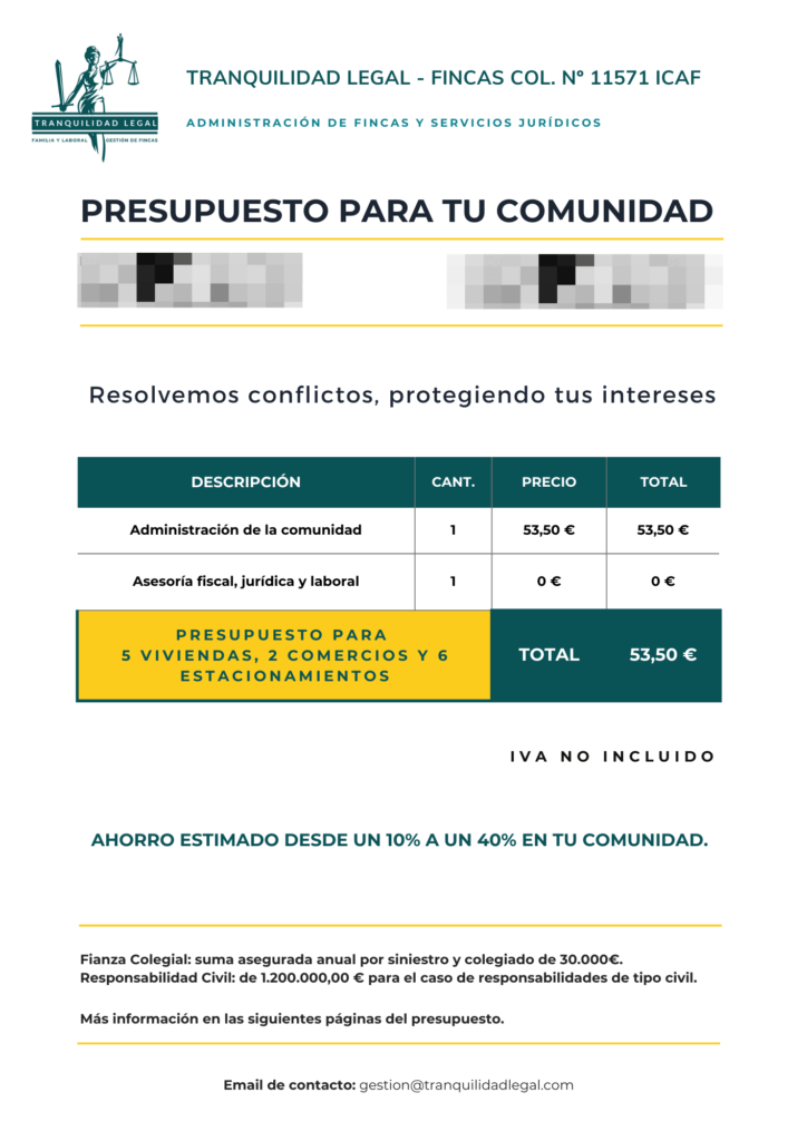 Presupuesto administración de fincas en Madrid