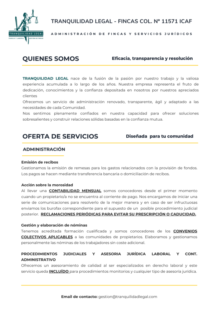 Presupuesto administración de fincas en Madrid